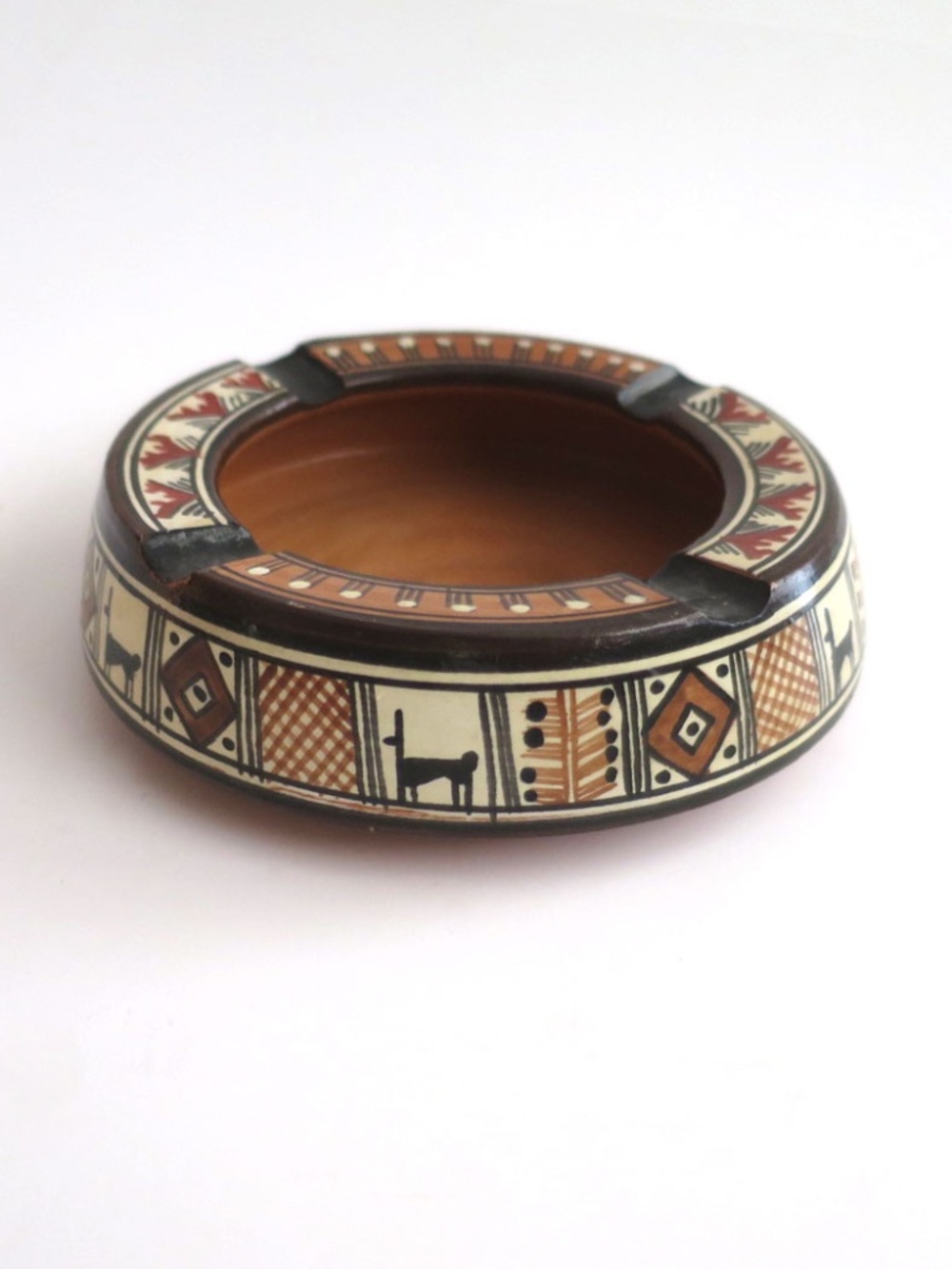 Vintage Hand Painted Peruvian Terracotta Ashtray